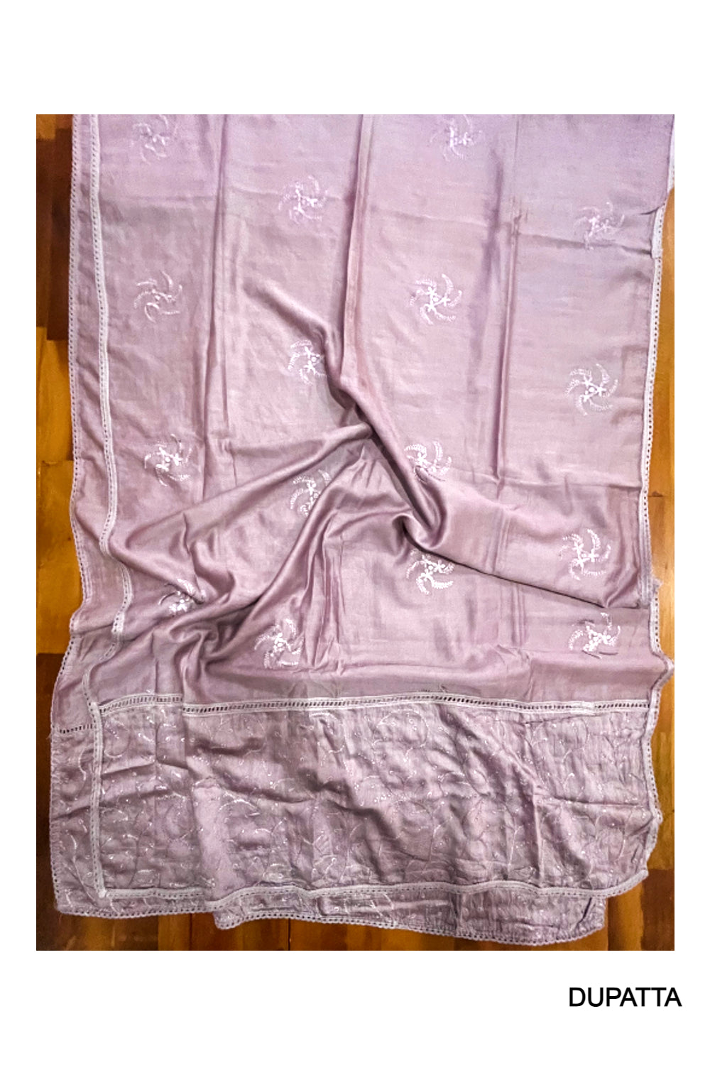 Southloom™ Semi Tussar Light Purple Churidar Salwar Suit Material with Bead Works on Yoke Portion