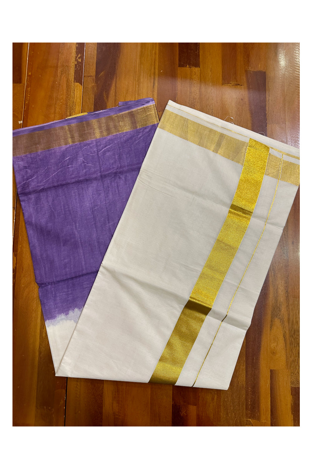 Southloom Tie and Dye Multi Colour Violet Kasavu Saree (Onam 2024 Collection)