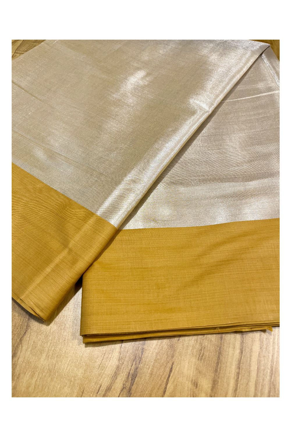 Southloom Special Semi Silk Saree with Silver Body and Brown Border