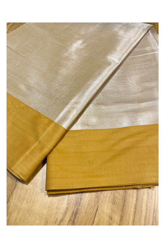 Southloom Special Semi Silk Saree with Silver Body and Brown Border