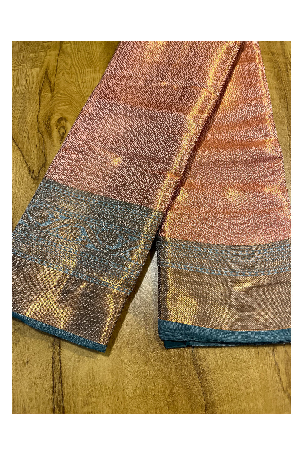 Southloom Premium Semi Silk Zari Work Brocade Saree in Bridal Sandal with Matching Pallu (Kanchipuram Pattu Saree)