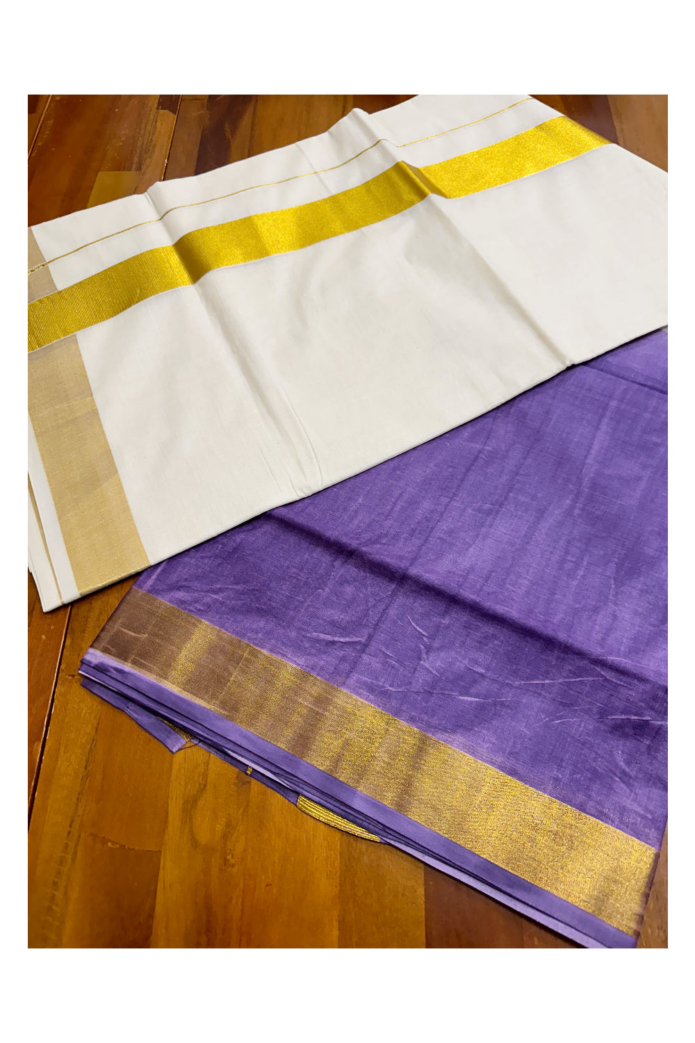 Southloom Tie and Dye Multi Colour Violet Kasavu Saree (Onam 2024 Collection)