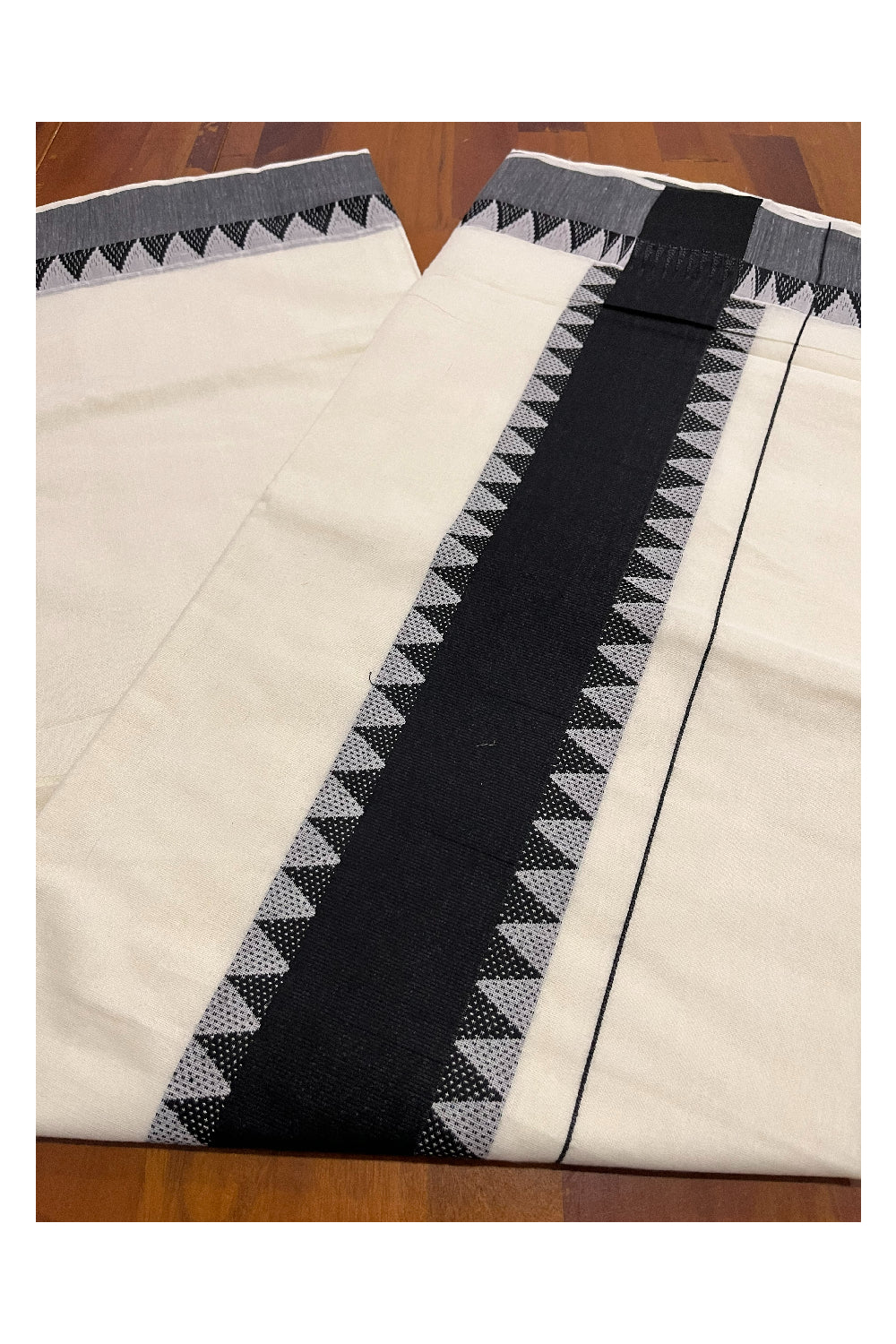 Pure Cotton Kerala Saree with Black Woven Temple Border