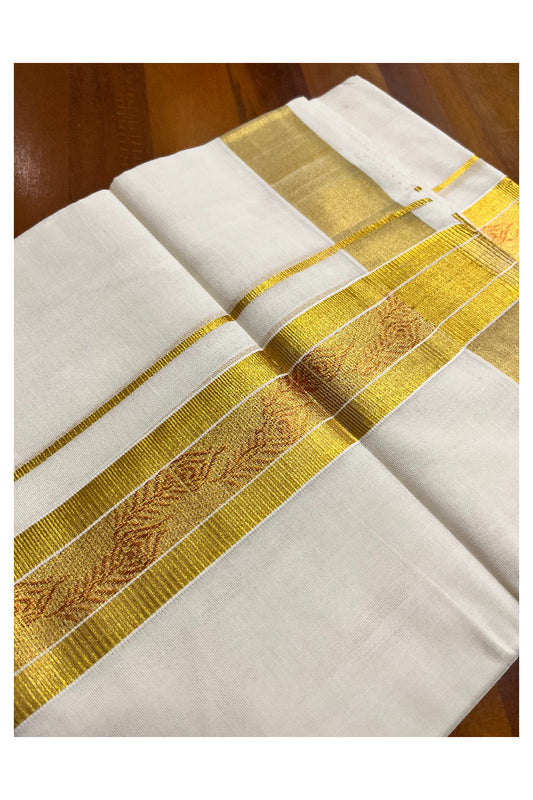 Southloom Premium Handloom Pure Cotton Mundu with Golden and Copper Kasavu Woven Border (Vishu 2024 Collection)