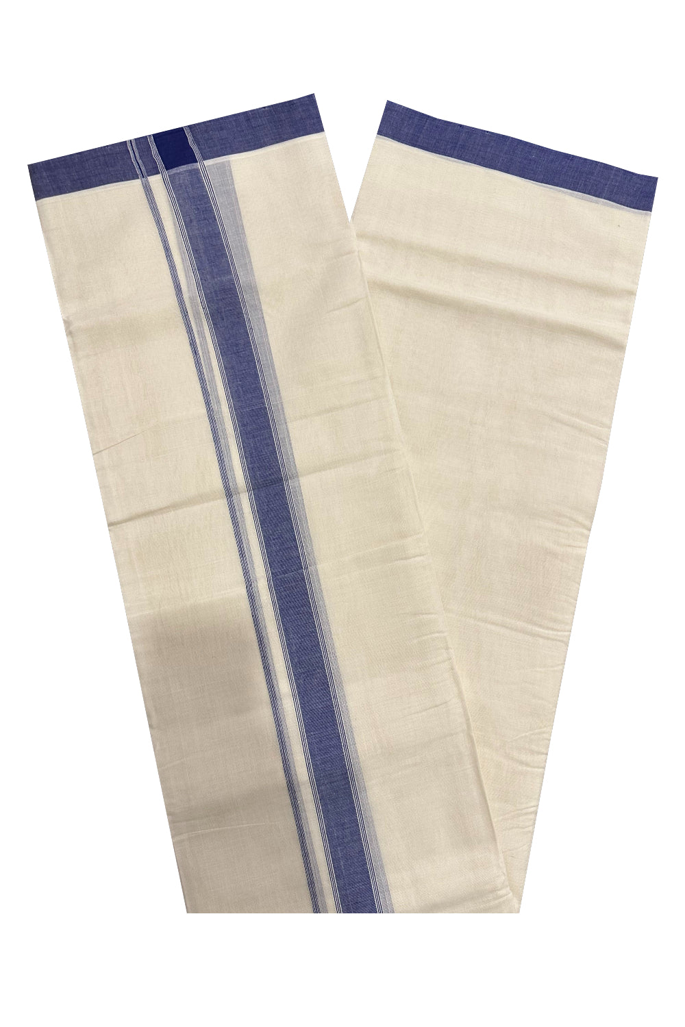 Southloom Premium Handloom Mundu with Blue Kara (Onam Mundu 2023)