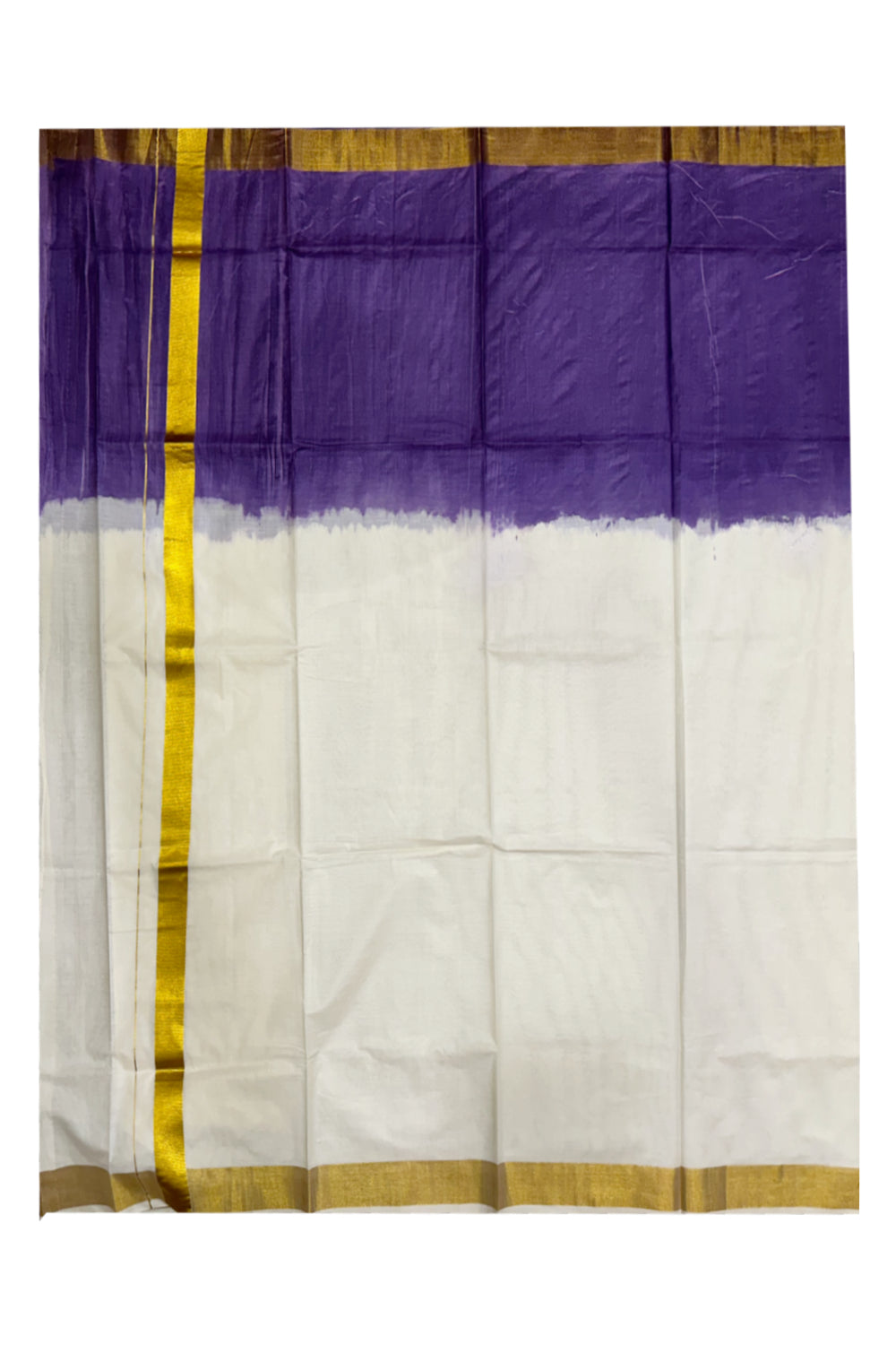 Southloom Tie and Dye Multi Colour Violet Kasavu Saree (Onam 2024 Collection)