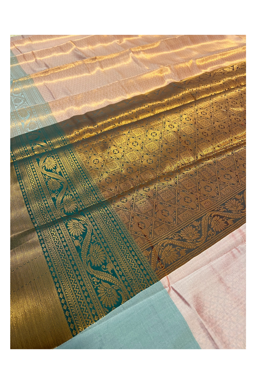 Southloom Premium Semi Silk Zari Work Brocade Saree in Bridal Sandal with Matching Pallu (Kanchipuram Pattu Saree)