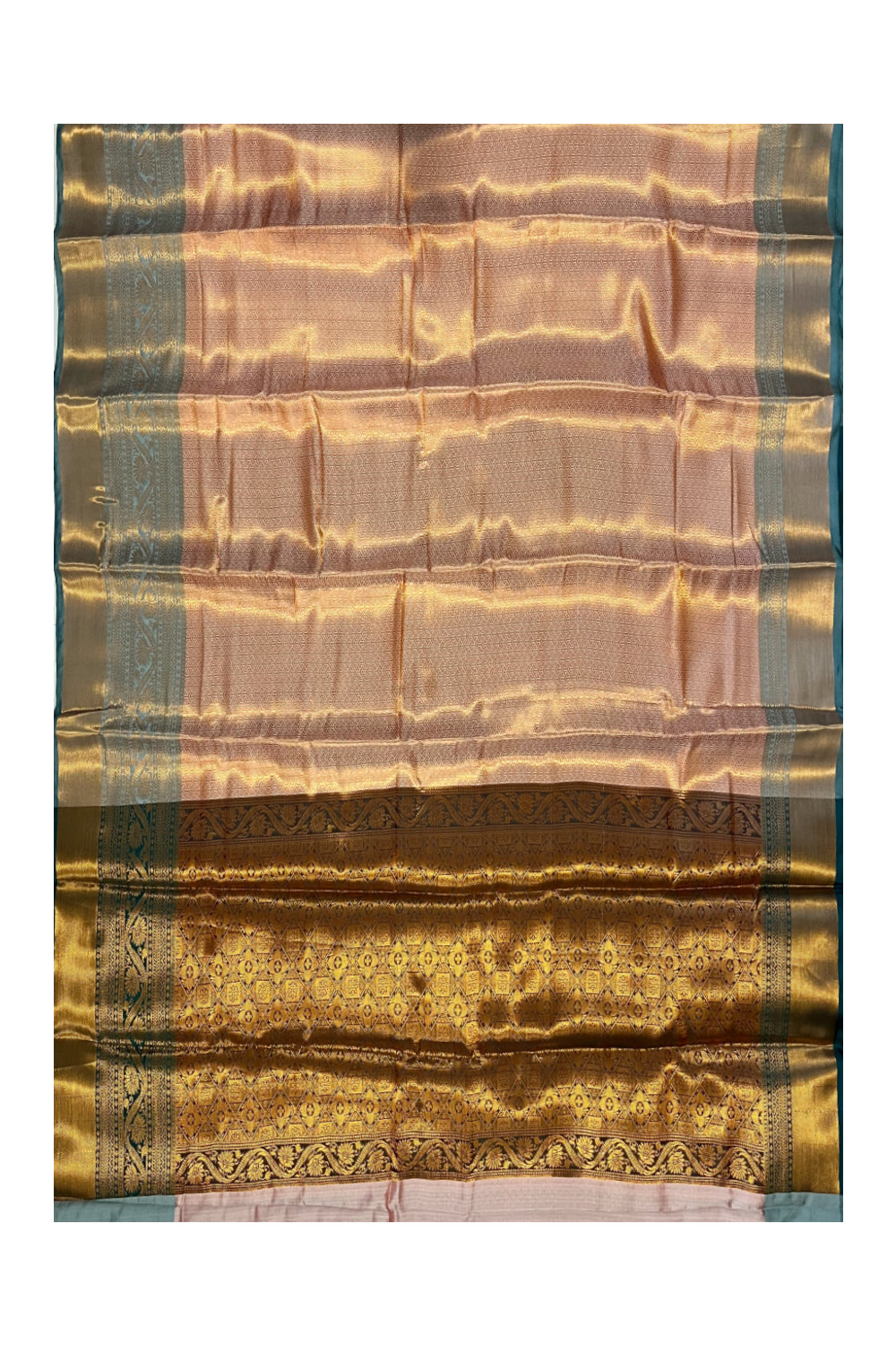 Southloom Premium Semi Silk Zari Work Brocade Saree in Bridal Sandal with Matching Pallu (Kanchipuram Pattu Saree)