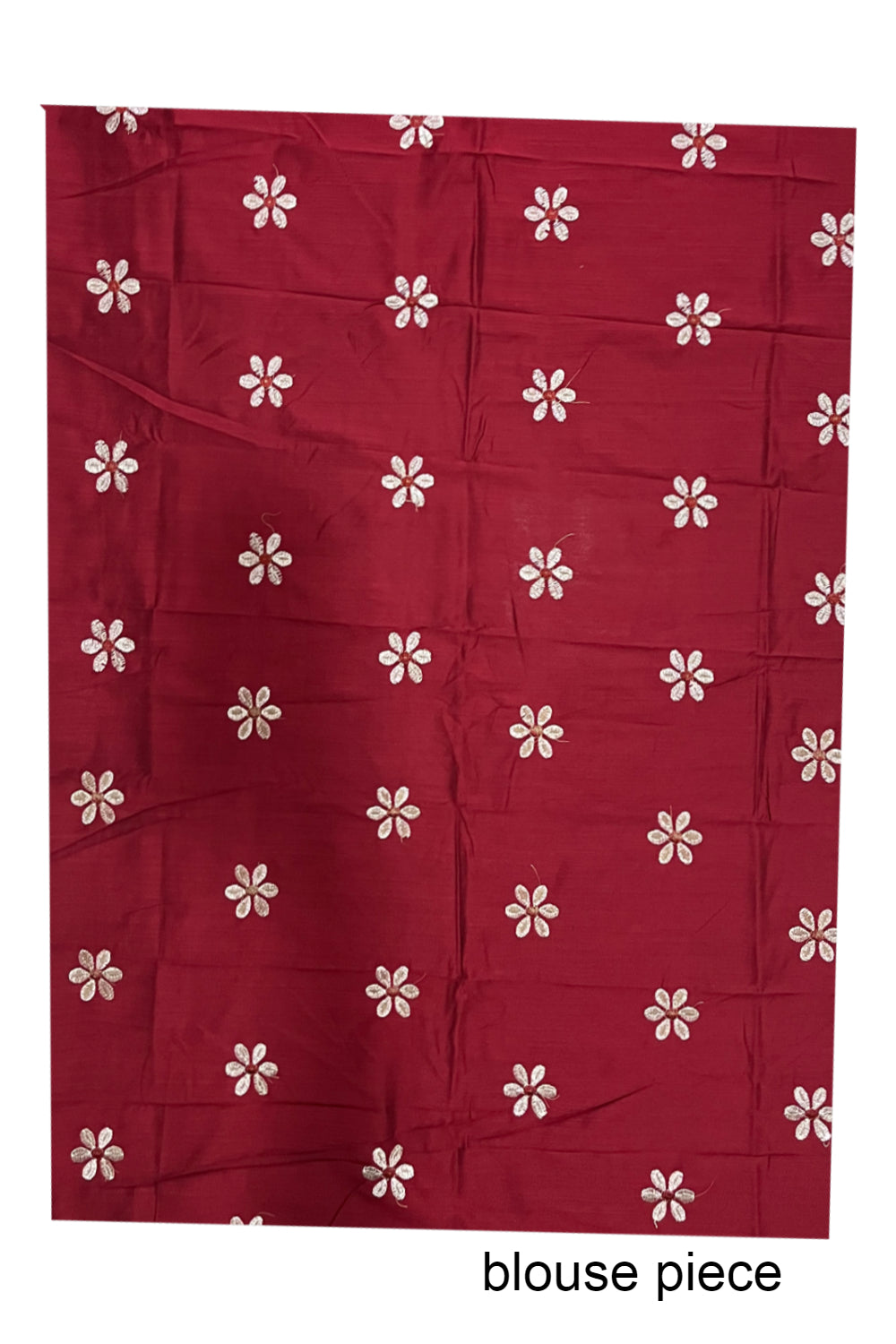 Kerala Silver Tissue Kasavu Saree with Floral Embroidery Works on Body and Maroon Blouse Piece
