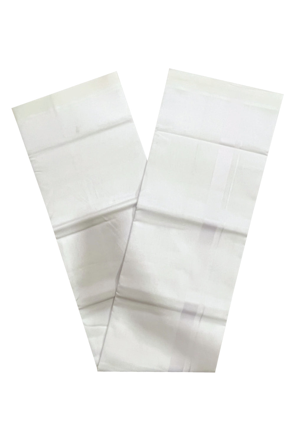 Pure White Cotton Double Mundu with White Border (South Indian Kerala Dhoti)