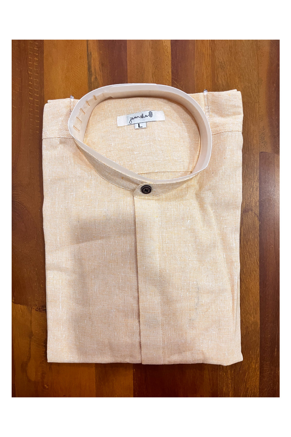Southloom Jaipur Rough Cotton Light Peach Mandarin Collar Shirt (Full Sleeves)