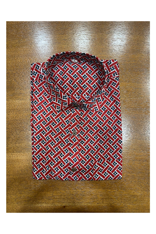 Southloom Jaipur Cotton Maroon Hand Block Printed Shirt (Half Sleeves)