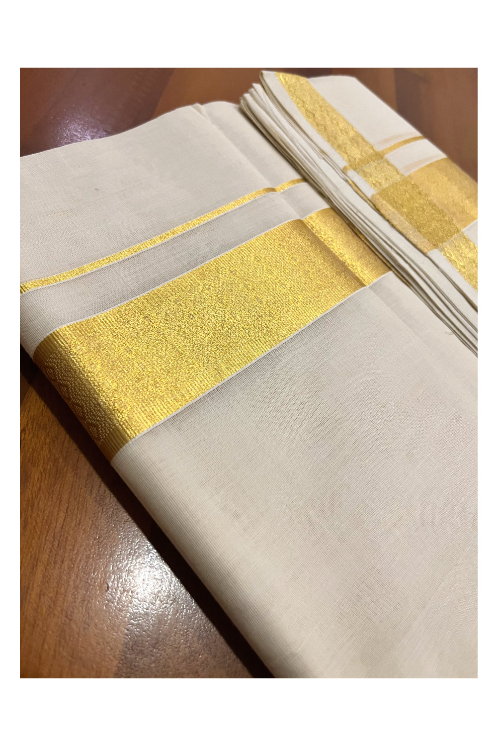 Southloom Premium Balaramapuram Unakkupaavu Handloom Mundu with Kasavu Woven Design Border (South Indian Kerala Dhoti)