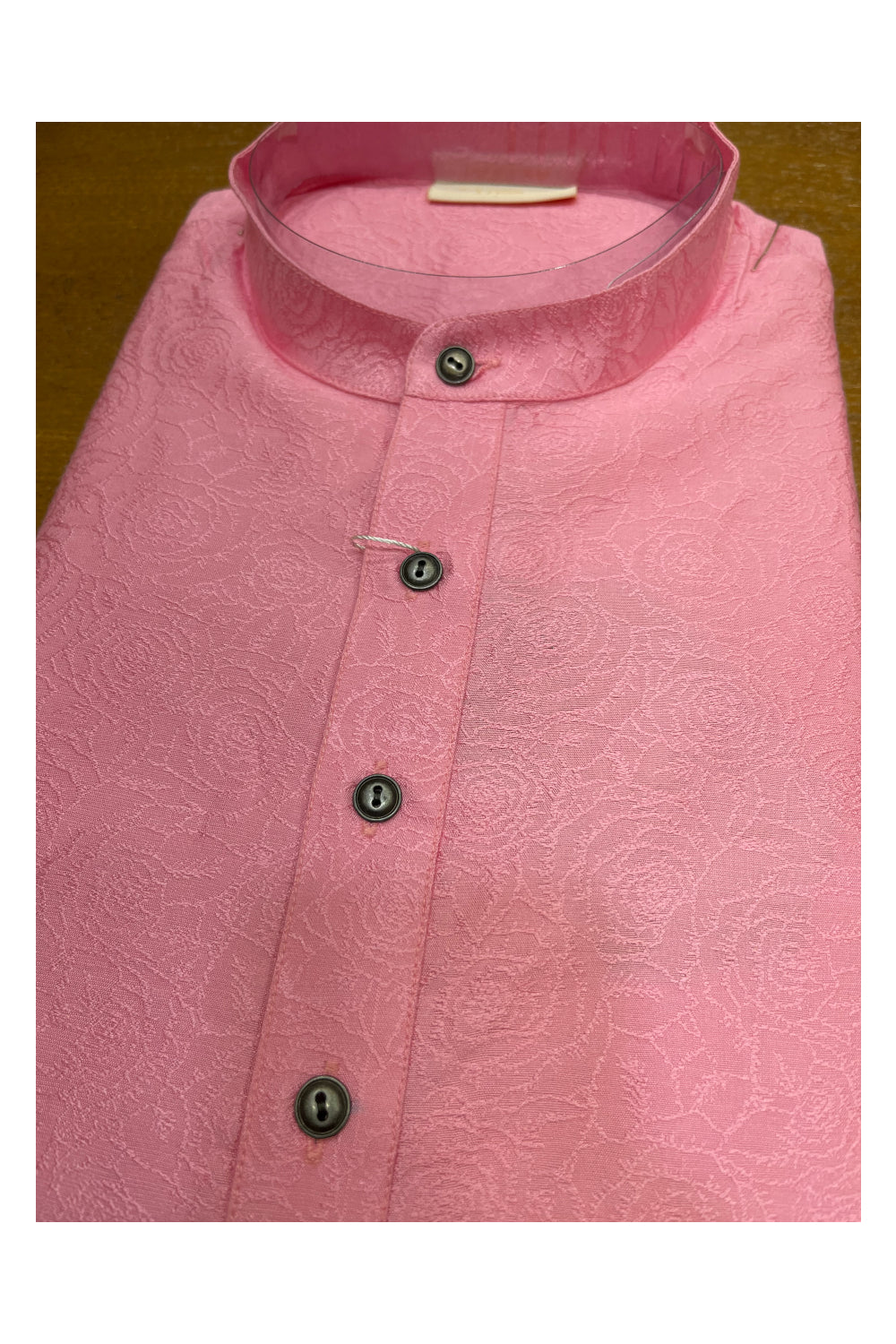 Southloom Pink Embroidered Semi Silk Short Kurta for Men