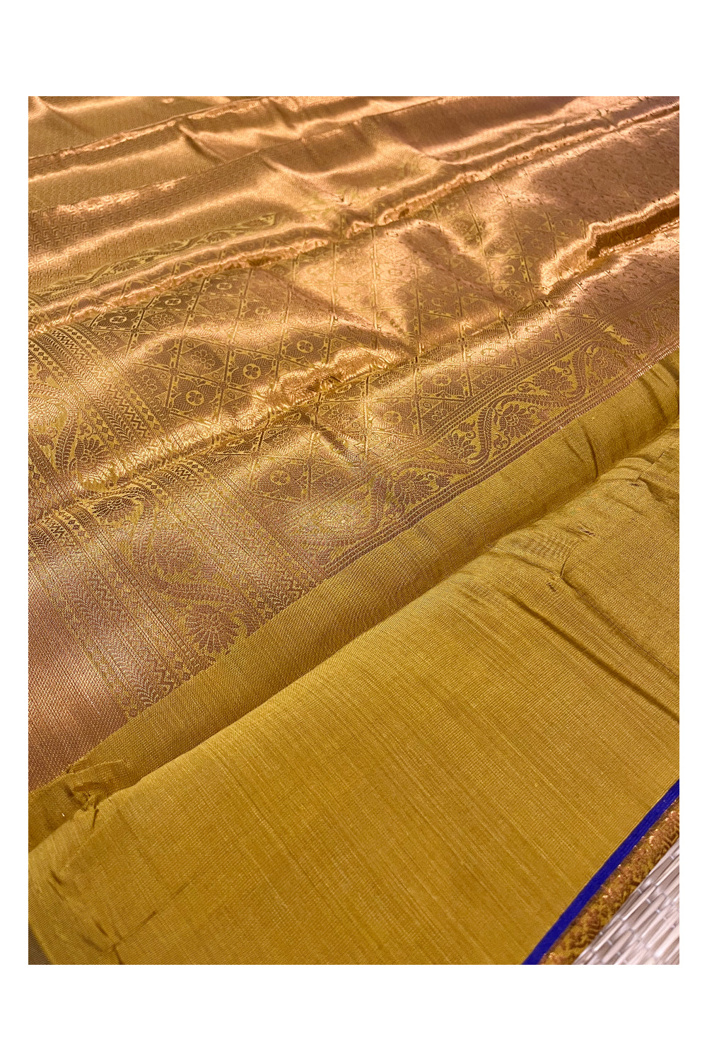 Southloom Premium Semi Silk Zari Work Brocade Saree in Bridal Golden with Matching Pallu (Kanchipuram Pattu Saree)