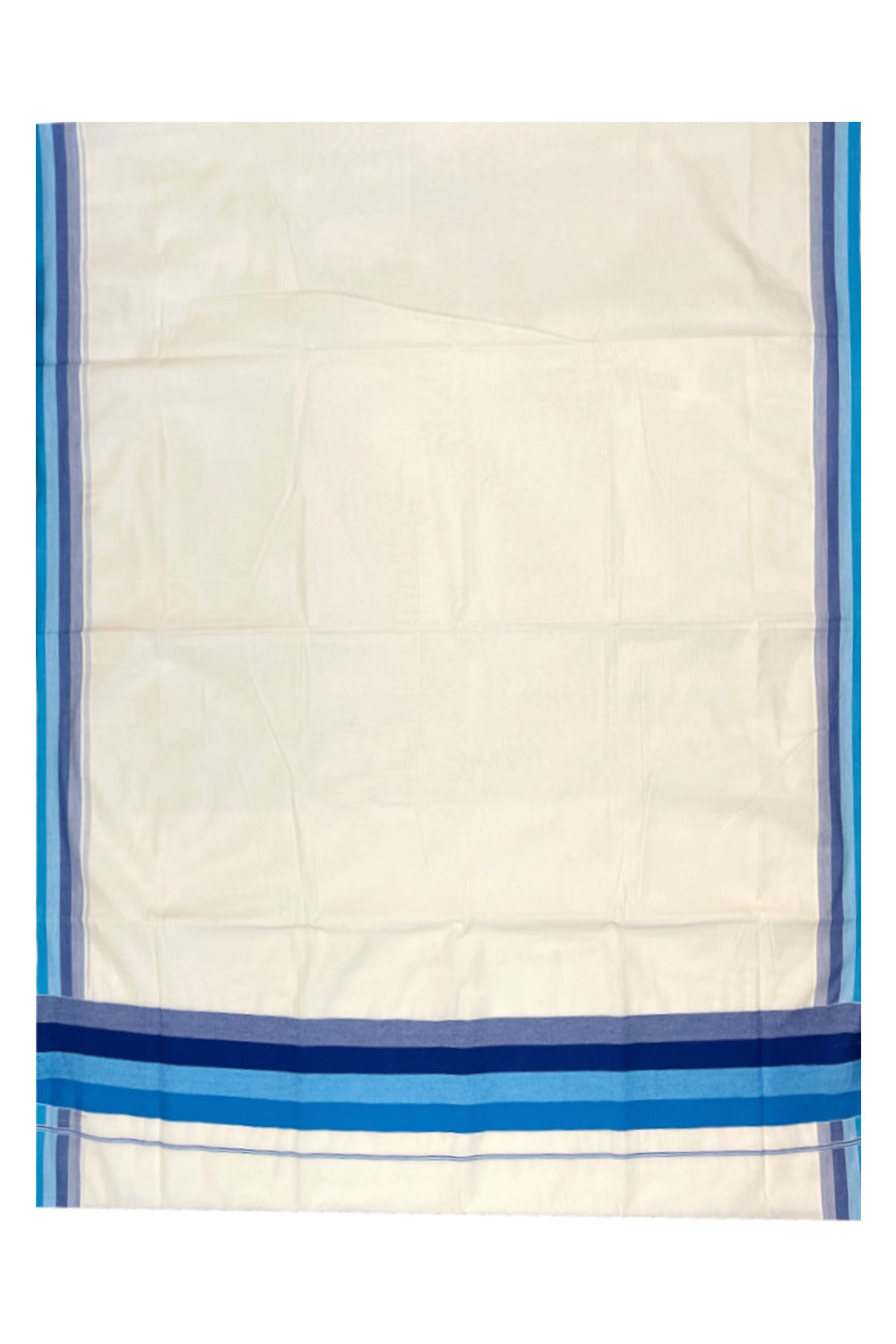 Pure Cotton Off White Kerala Saree with Dark Blue Shaded Border