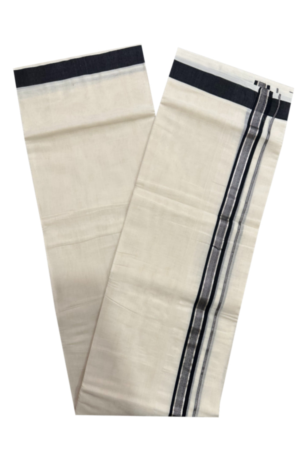 Southloom Premium Handloom Mundu with Black and Silver Kasavu Kara (Onam Mundu 2023)