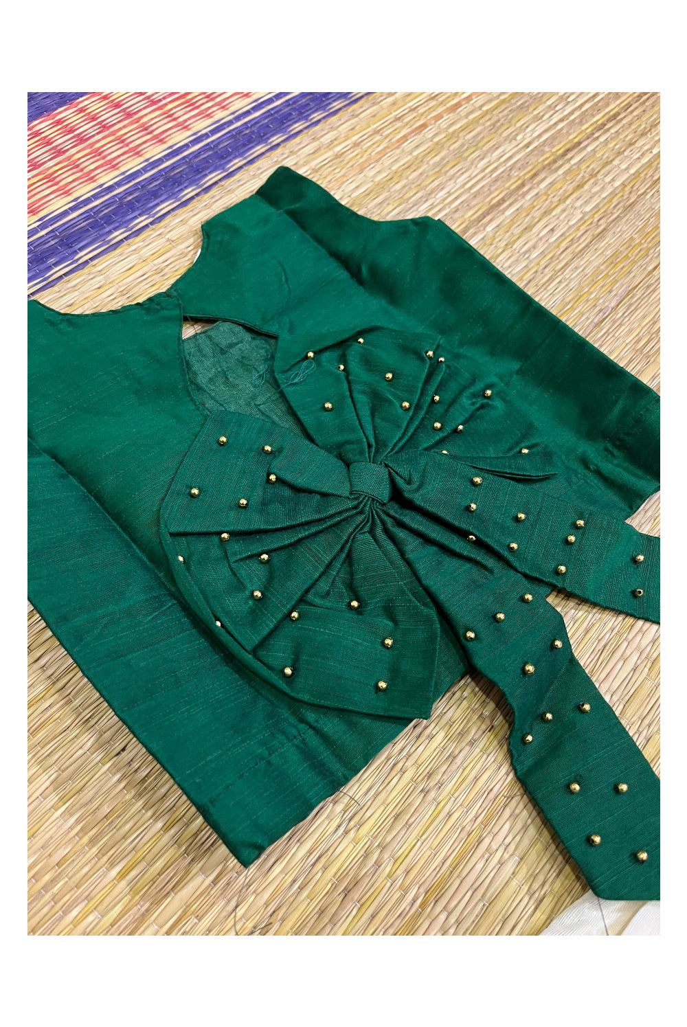 Southloom Kerala Pavada Blouse with Green Bead Work Design (Age - 2 Year)