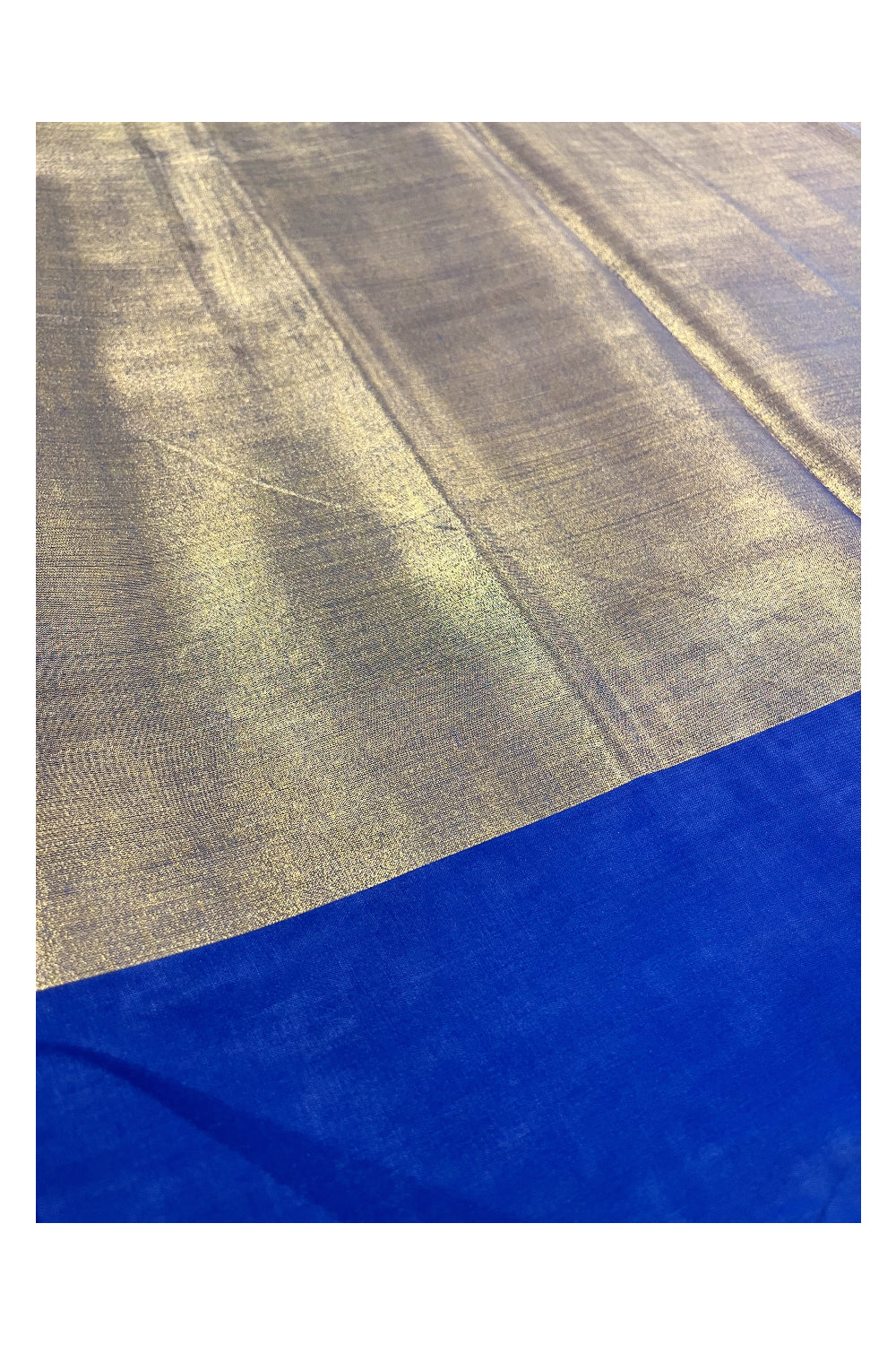 Southloom Special Semi Silk Saree with Golden Body and Blue Border