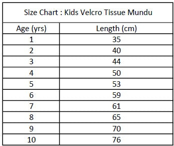 Southloom Kid's Tissue Velcro Mundu with Kasavu Kara Age 1 - 10 (South Indian Kerala Dhoti)