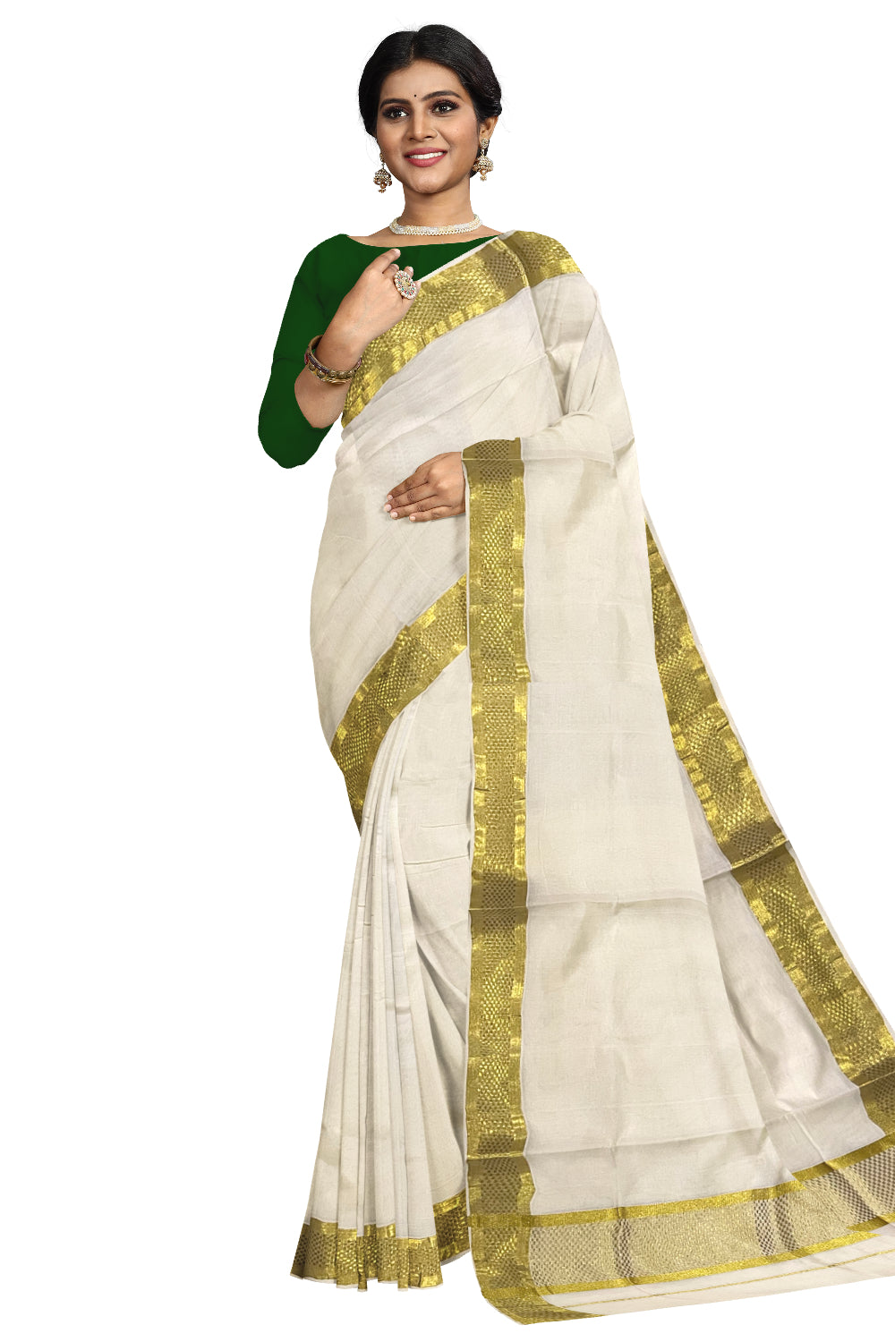 Kerala Pure Cotton Saree with Kasavu Paa Neythu Border