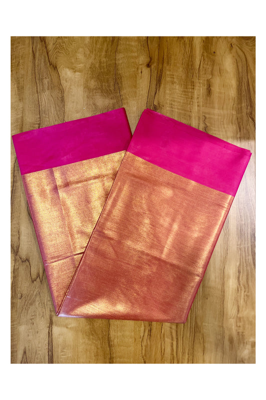 Southloom Special Semi Silk Saree with Golden Body and Pink Border