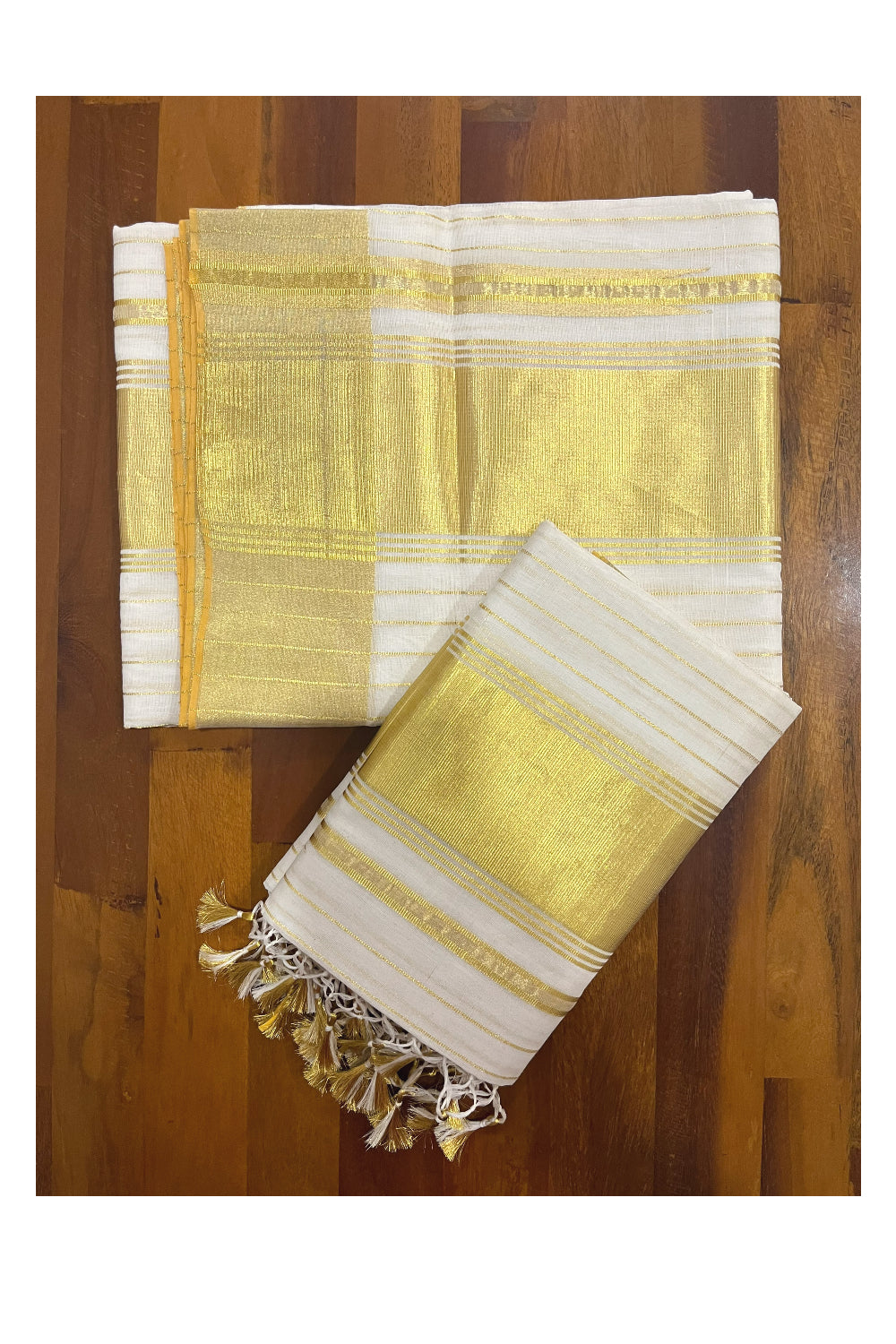 Southloom Super Premium Balaramapuram Pure Cotton Unakkupaavu Wedding Pudava Lines Design Set Mundu 2.80 Mtrs