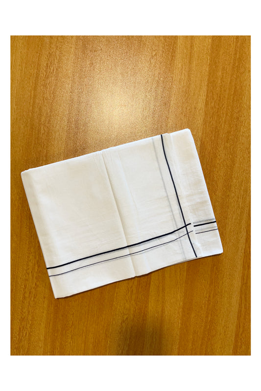 Pure White Cotton Double Mundu with Black Border (South Indian Dhoti)