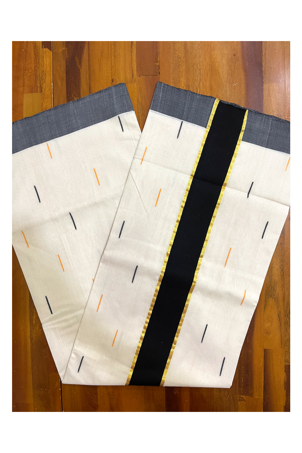 Southloom Premium Balaramapuram Unakkupaavu Handloom Cotton Butta Saree with Kasavu and Black Border