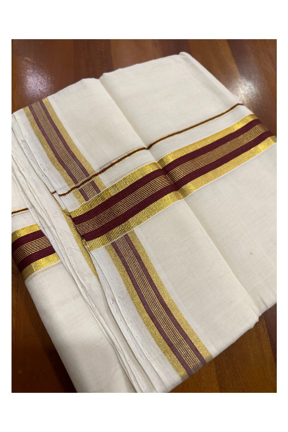 Southloom Premium Handloom Mundu with Brown and Kasavu Kara (Onam Mundu 2023)