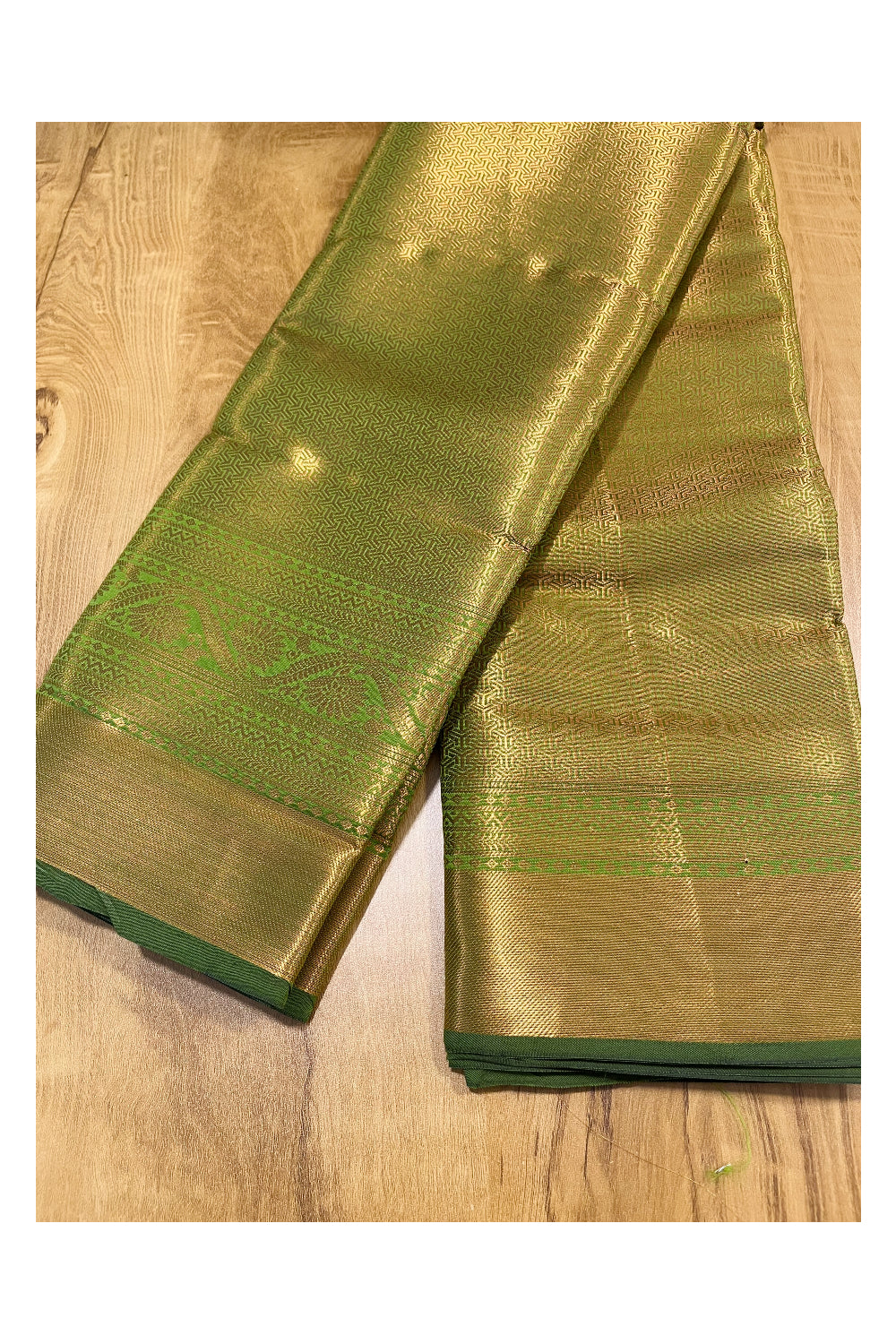 Southloom Premium Semi Silk Zari Work Brocade Saree in Bridal Green with Matching Pallu (Kanchipuram Pattu Saree)