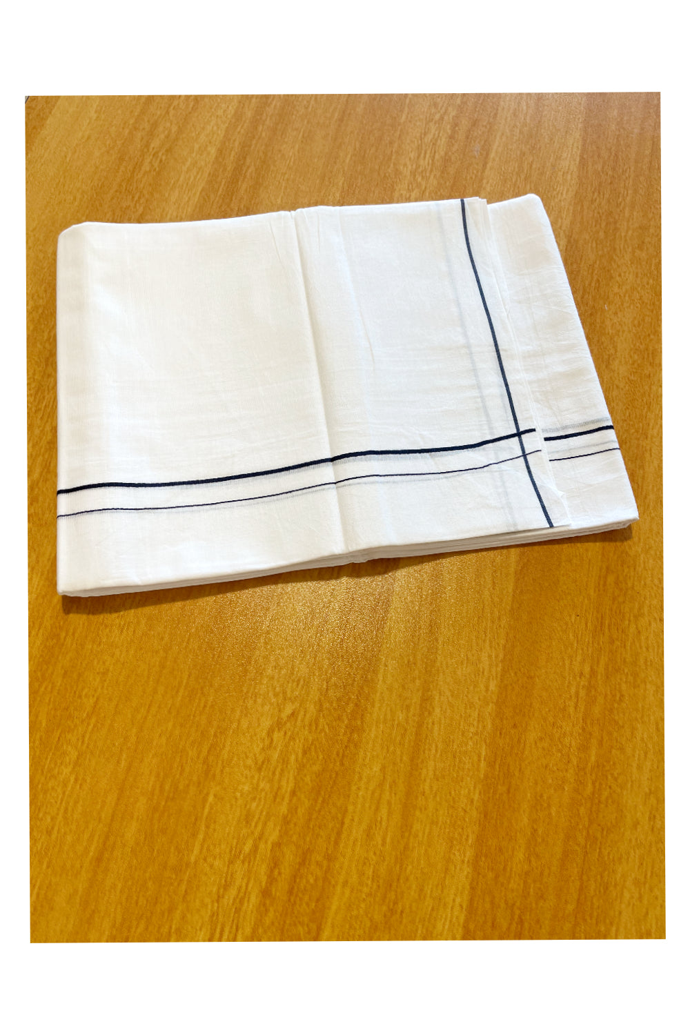 Pure White Cotton Double Mundu with Black Border (South Indian Dhoti)