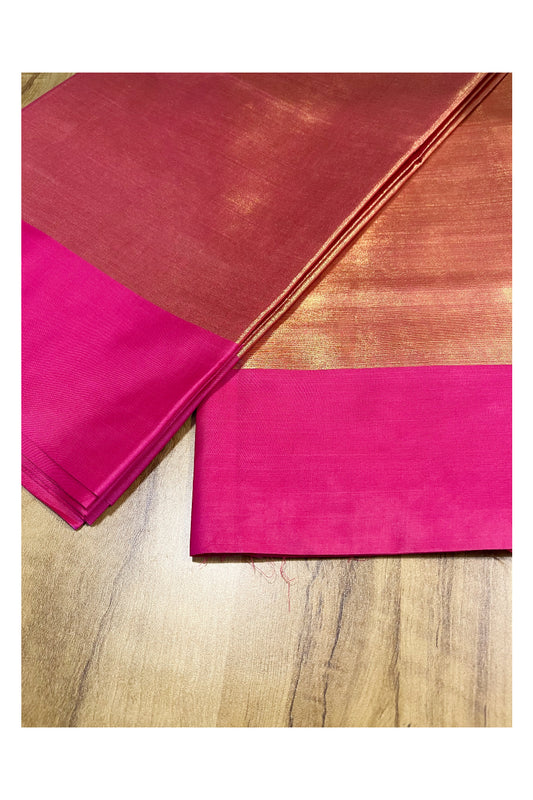 Southloom Special Semi Silk Saree with Golden Body and Pink Border