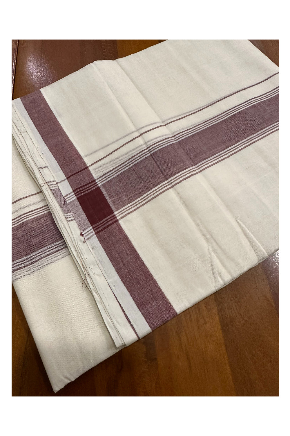 Southloom Premium Handloom Mundu with Brown Kara (Onam Mundu 2023)