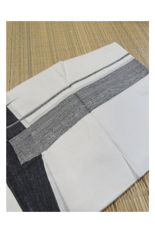 Pure White Cotton Double Mundu with Black Kara (South Indian Kerala Dhoti)