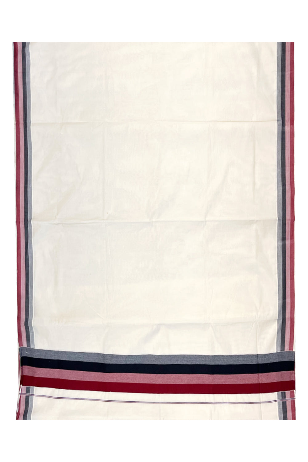 Pure Cotton Off White Kerala Saree with Maroon Black Shaded Border