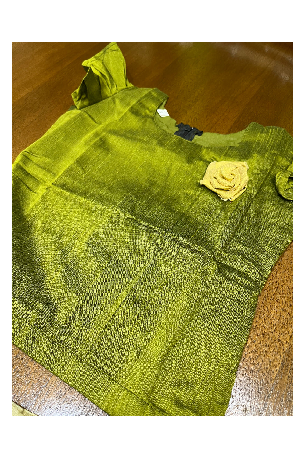 Southloom Kerala Green Pattupavada and Blouse with Flower Design (Age - 3 Year)