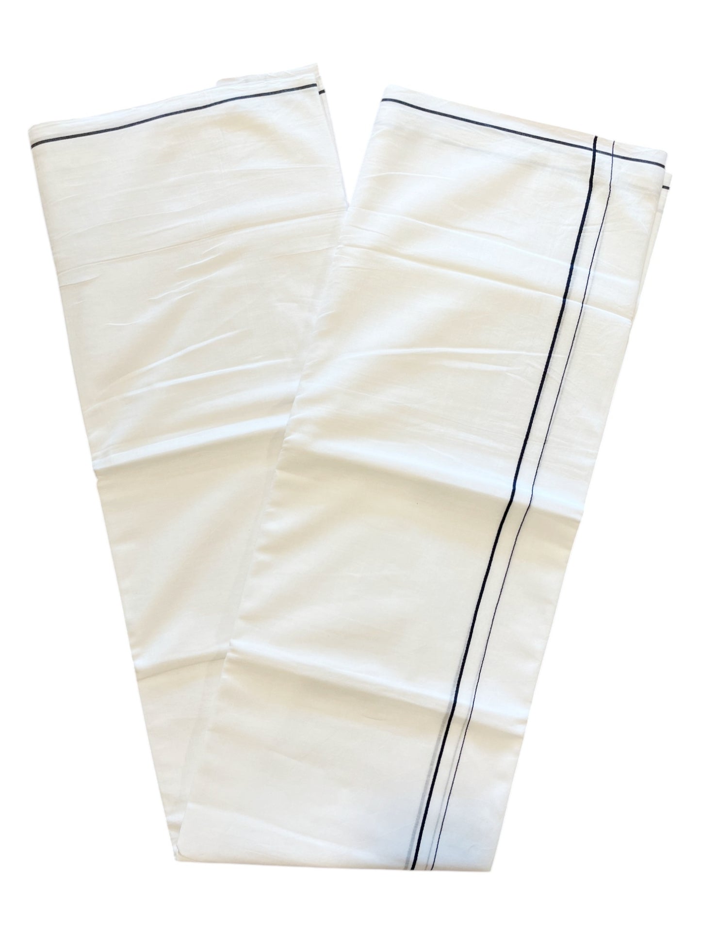 Pure White Cotton Double Mundu with Black Border (South Indian Dhoti)