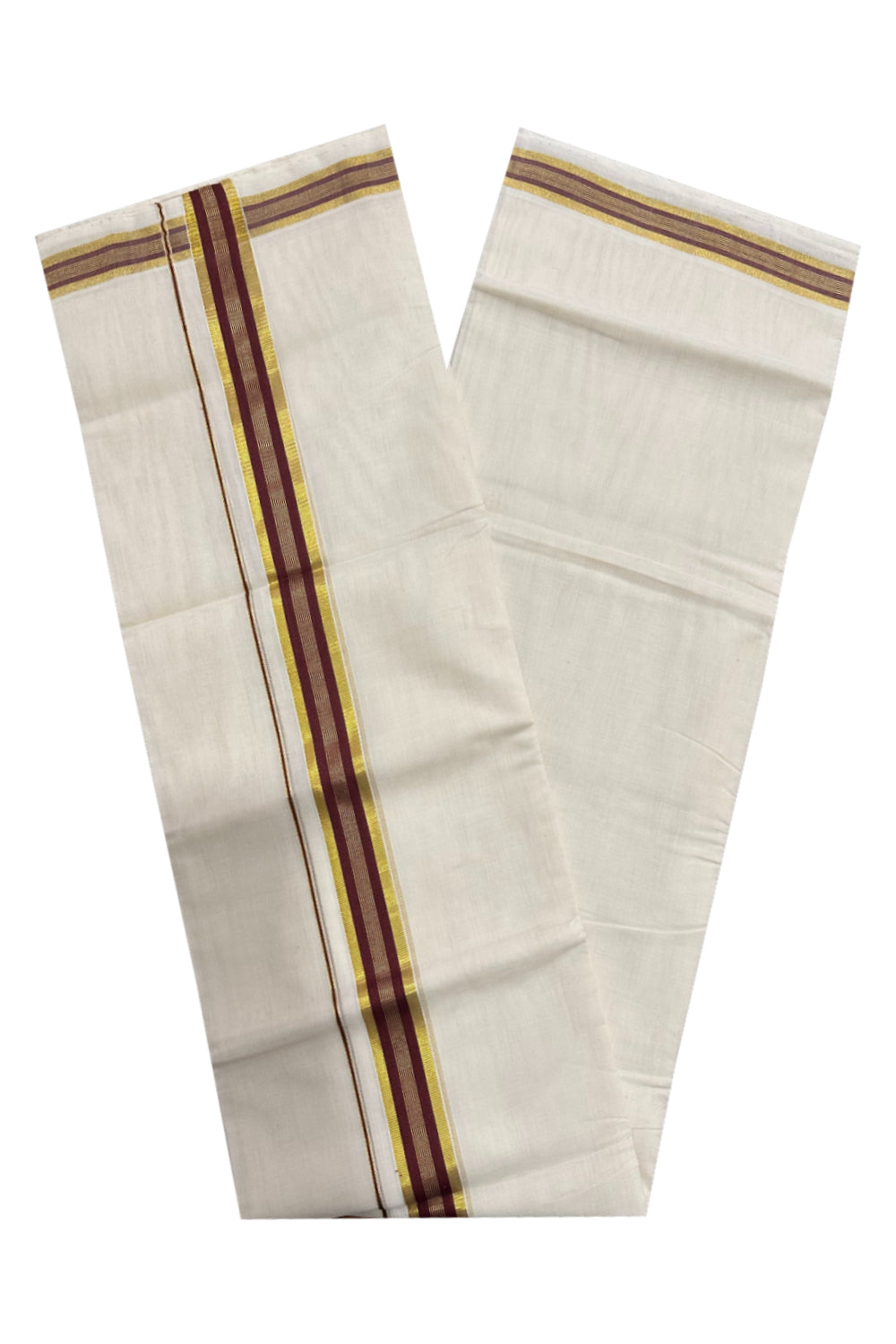 Southloom Premium Handloom Mundu with Brown and Kasavu Kara (Onam Mundu 2023)