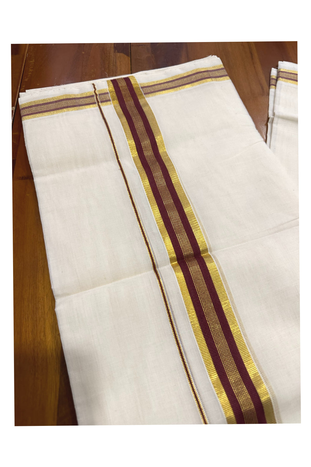 Southloom Premium Handloom Mundu with Brown and Kasavu Kara (Onam Mundu 2023)