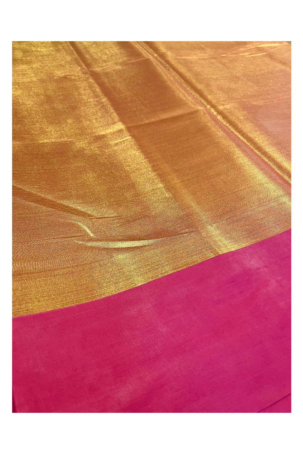 Southloom Special Semi Silk Saree with Golden Body and Pink Border