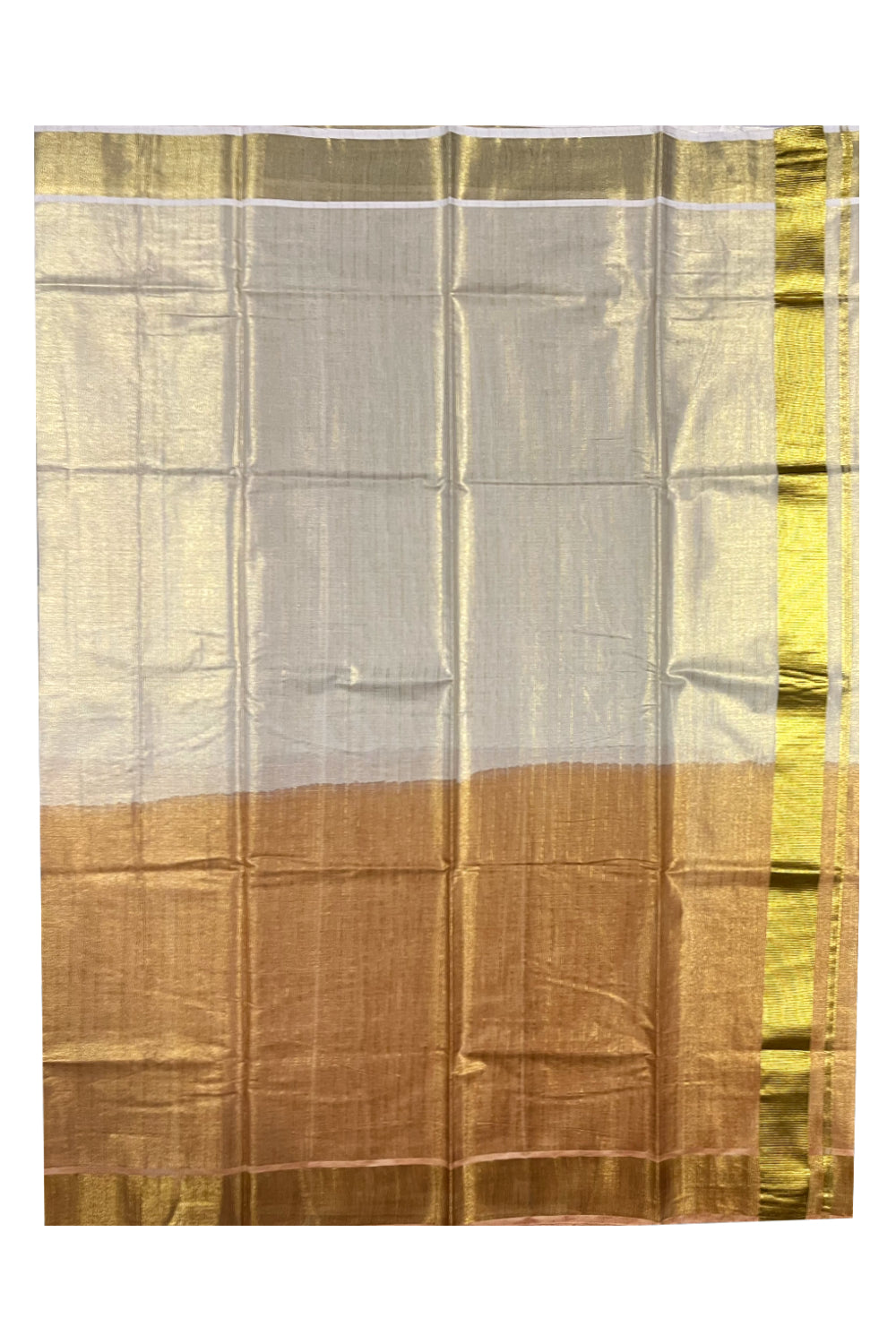 Southloom Tie & Dye - Half & Half Multi Colour Brown Design Saree with Kasavu Lines Across Body