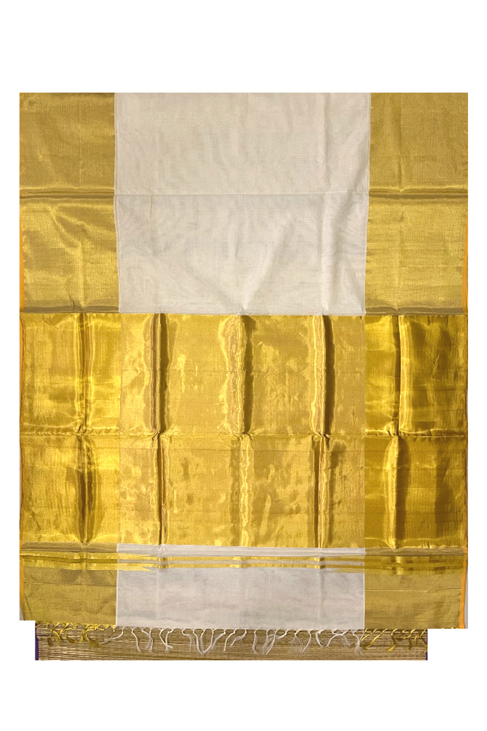 Southloom Premium Handloom Plain Kasavu Saree with 24 inch Mega Pallu