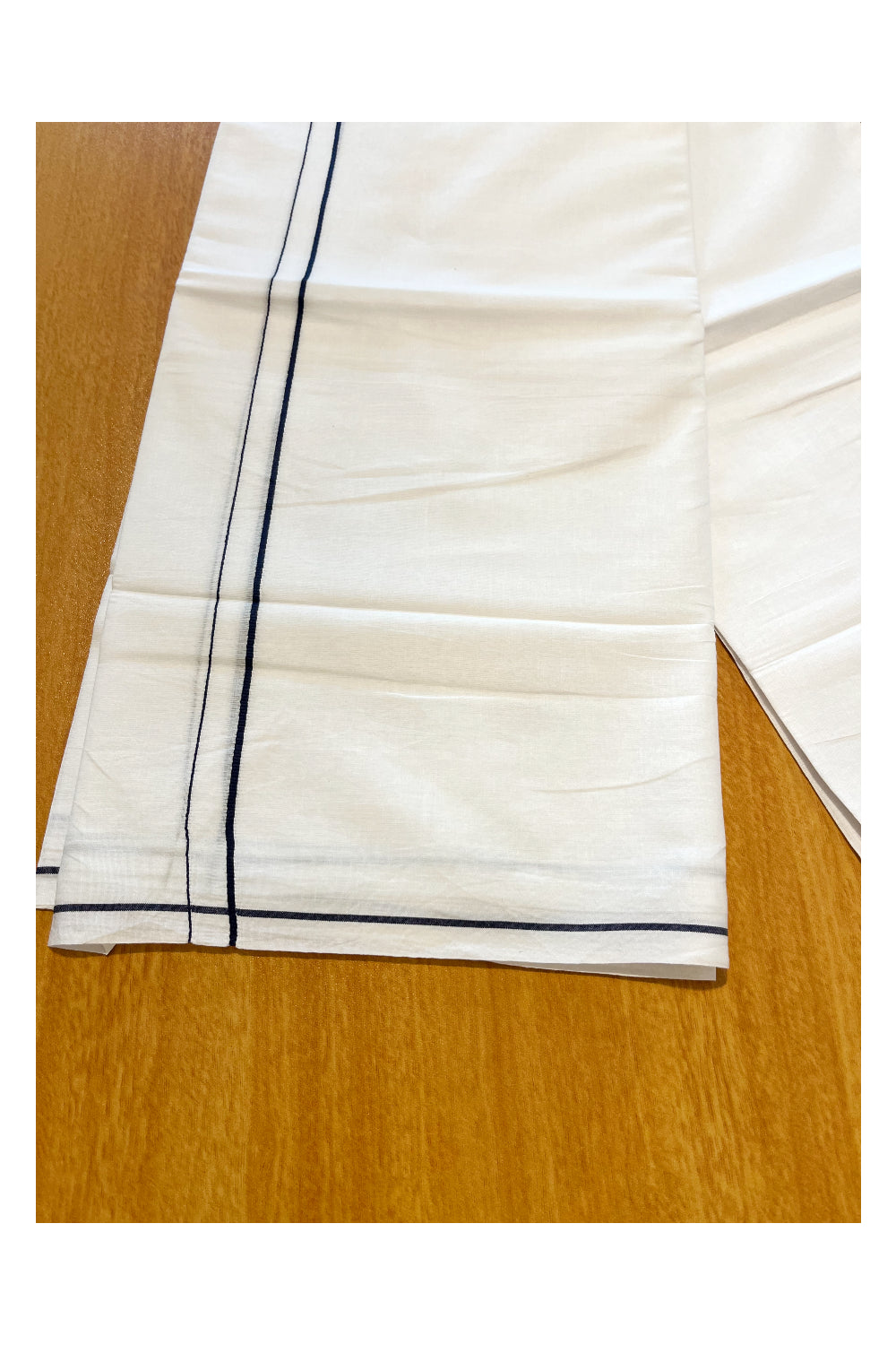 Pure White Cotton Double Mundu with Black Border (South Indian Dhoti)