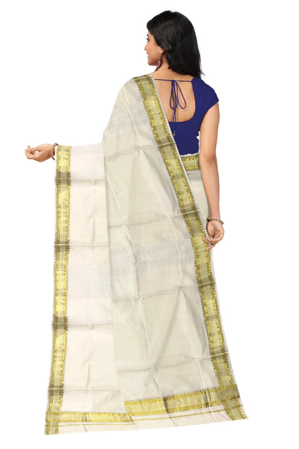 Kerala Pure Cotton Saree with Kasavu Temple Woven Border