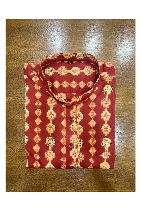 Southloom Jaipur Cotton Red Super Short Kurta Hand Block Printed (Full Sleeves)