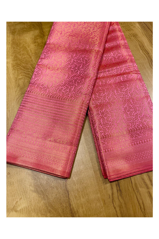 Southloom Premium Semi Silk Zari Work Brocade Saree in Bridal Pink with Matching Pallu (Kanchipuram Pattu Saree)