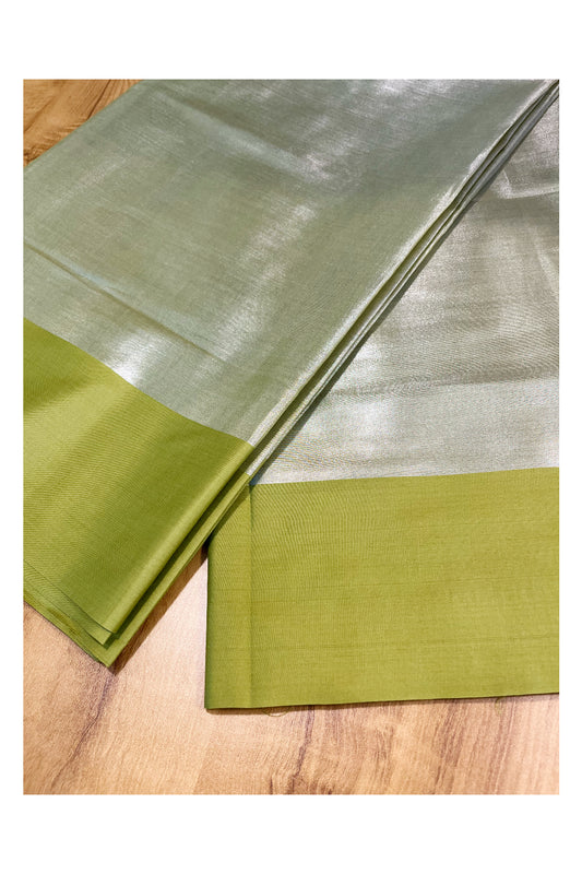 Southloom Special Semi Silk Saree with Silver Body and Green Border