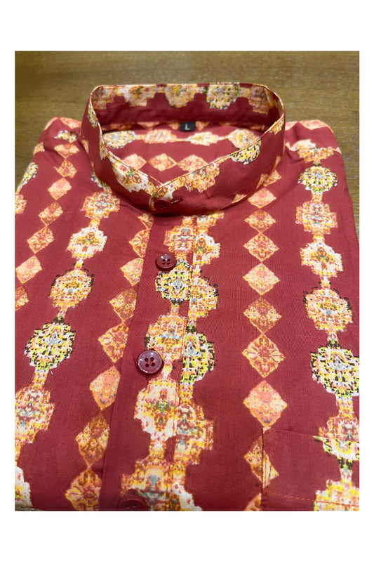 Southloom Jaipur Cotton Red Super Short Kurta Hand Block Printed (Full Sleeves)