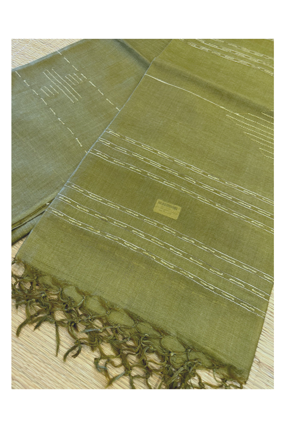 Southloom Pure Tussar Saree with Plain Body and Blouse Piece in Green